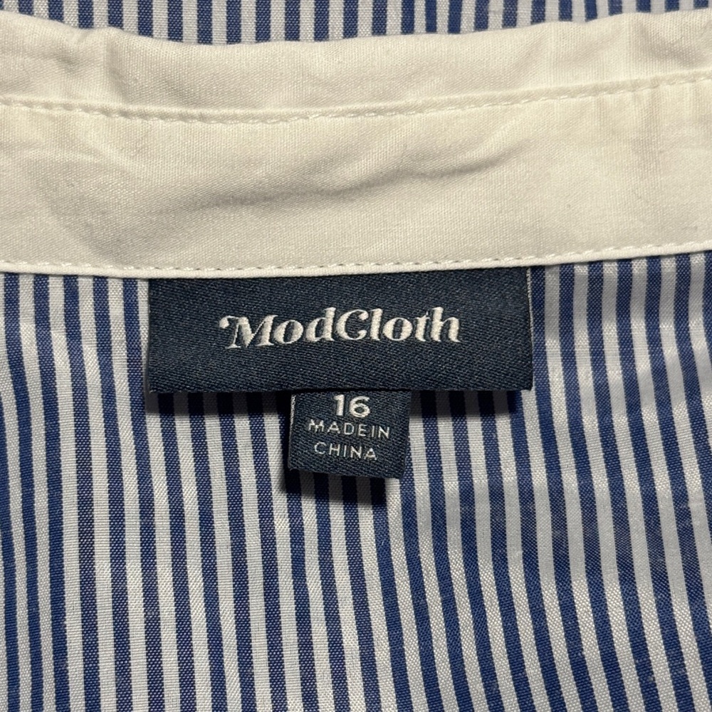 NWOT ModCloth Cactus Embroidered Striped Shirt Dress Size 16 Retro Rockabilly - Picture 8 of 11